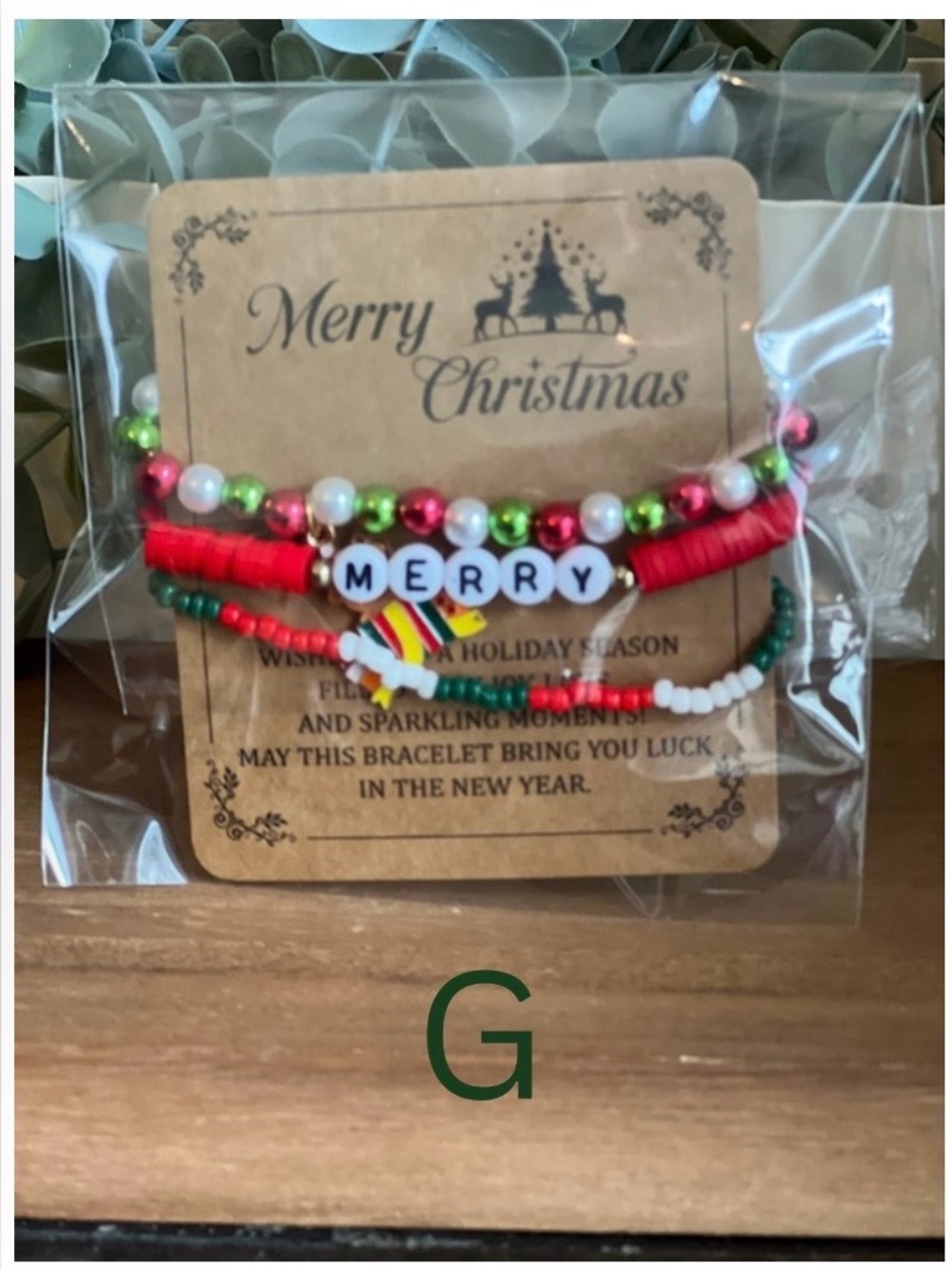 Merry Christmas Beaded Clay Bracelets, Various Designs, Choose One - Picture 4 of 16